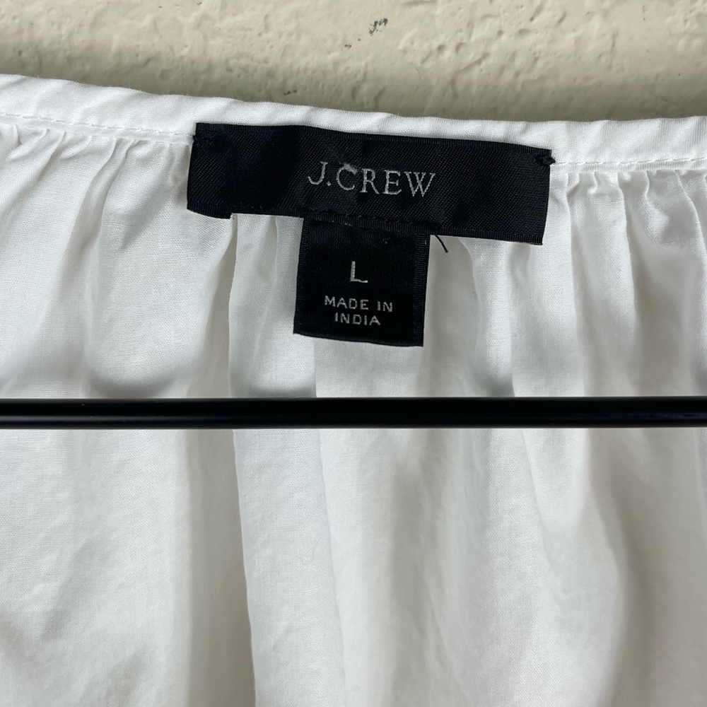 J. Crew Tie Sleeve Button Front Cotton Poplin Top in White Size Large - Picture 7 of 11
